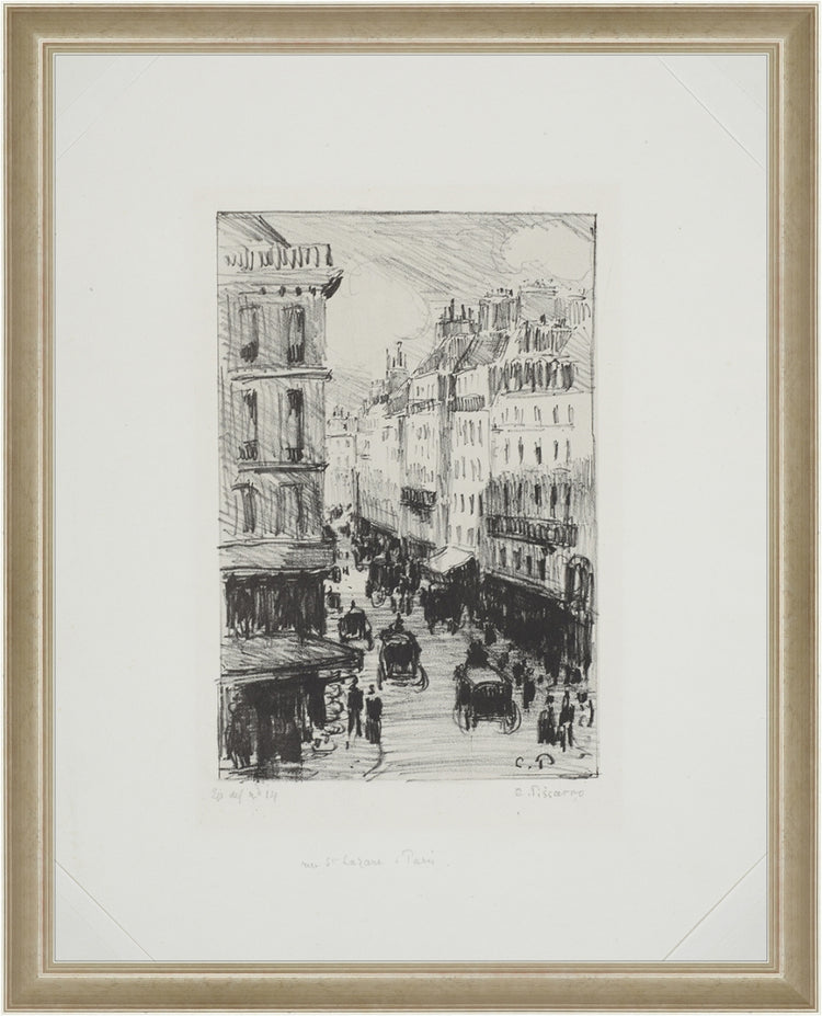 Framed Paris Streets. Frame: Light Silver. Paper: Rag Paper. Art Size: 19x15. Final Size: 20'' X 16''