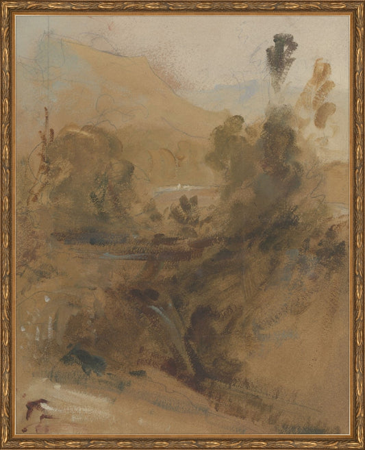 Framed Abstract Landscape II. Frame: Embellished Antique Gold. Paper: Rag Paper. Art Size: 20x16. Final Size: 21'' X 17''