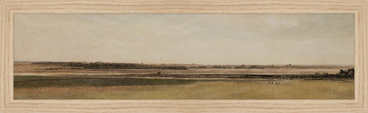 Framed Rust Meadow. Frame: Natural Oak. Paper: Rag Paper. Art Size: 5x19. Final Size: 6'' X 20''