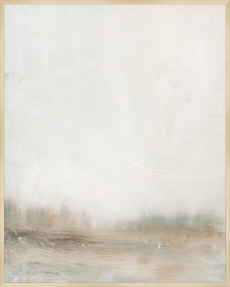 Framed Hazy Landscape. Frame: Natural Matte Wood. Paper: Rag Paper. Art Size: 40x32. Final Size: 40'' X 32''