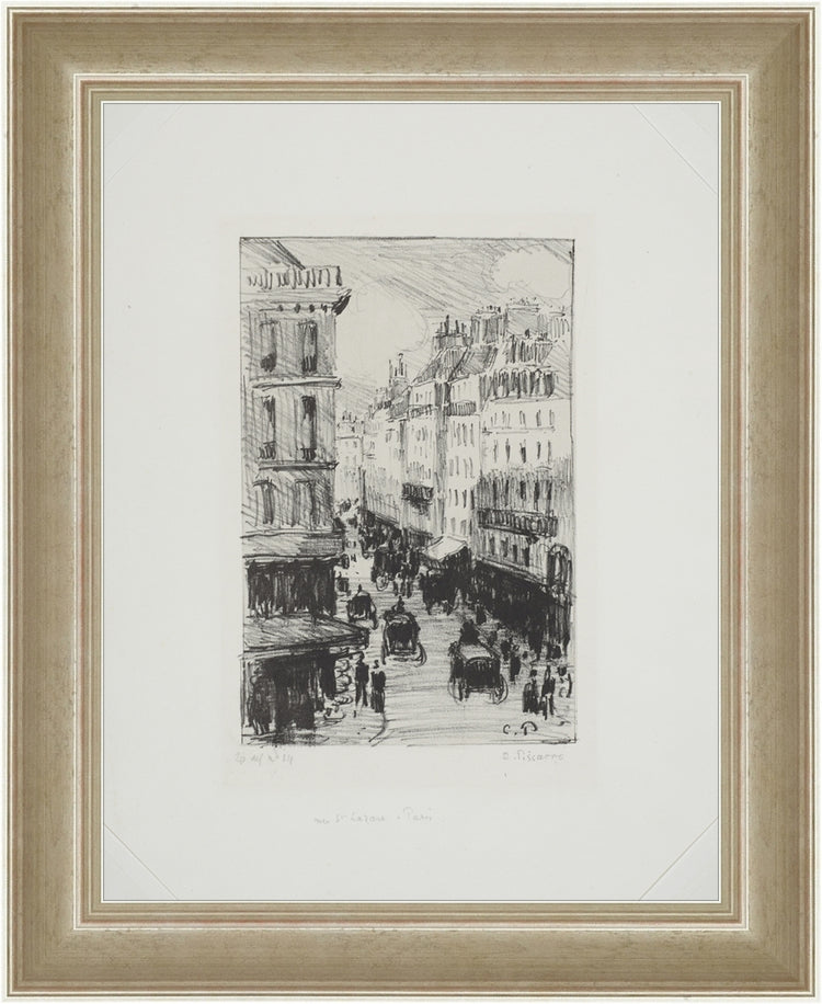 Framed Paris Streets. Frame: Light Silver. Paper: Rag Paper. Art Size: 9x7. Final Size: 10'' X 8''