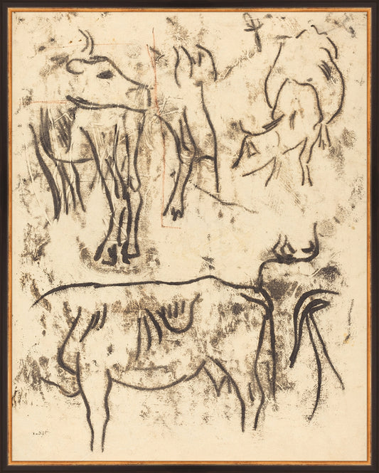 Framed Herd Study. Frame: Traditional Black and Gold. Paper: Rag Paper. Art Size: 29x23. Final Size: 30'' X 24''