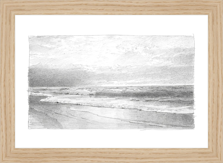 Framed Seascape 2. Frame: Natural Oak. Paper: Rag Paper. Art Size: 7x10. Final Size: 8'' X 11''