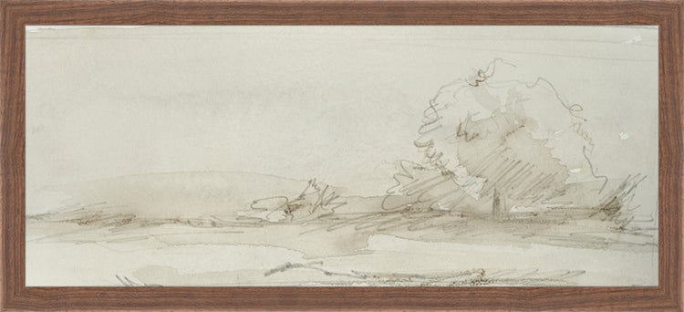 Framed Watercolor Landscape Study III. Frame: Dark Walnut. Paper: Rag Paper. Art Size: 8x19. Final Size: 9'' X 20''