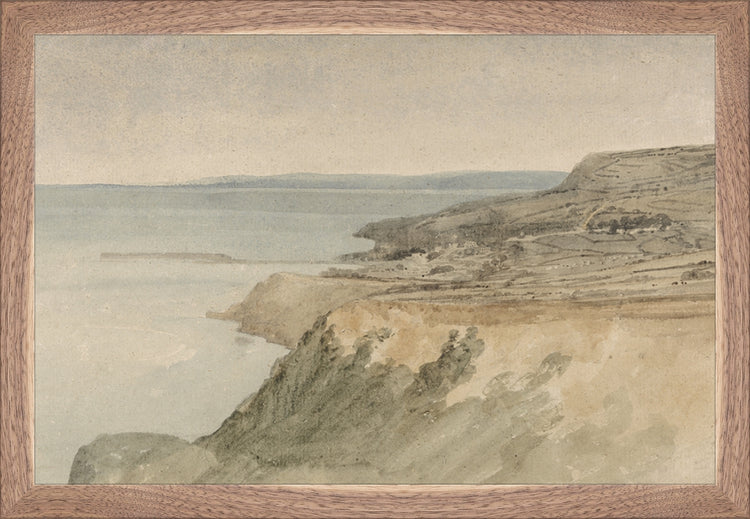 Framed Cliff. Frame: Natural Walnut. Paper: Rag Paper. Art Size: 10x15. Final Size: 11'' X 16''