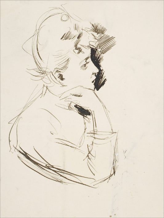 Framed Sketch of a Lady III. Frame: No Frame. Paper: Rag Paper. Art Size: 16x12. Final Size: 16'' X 12''