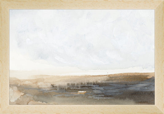 Framed Rust Landscape. Frame: Natural Matte Wood. Paper: Rag Paper. Art Size: 6x9. Final Size: 6'' X 9''