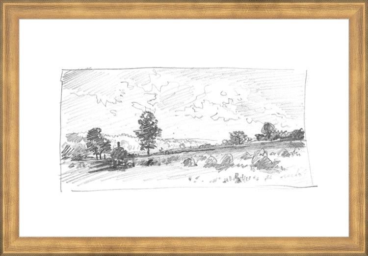 Framed Charcoal Trees 2. Frame: Timeless Gold. Paper: Rag Paper. Art Size: 10x15. Final Size: 11'' X 16''