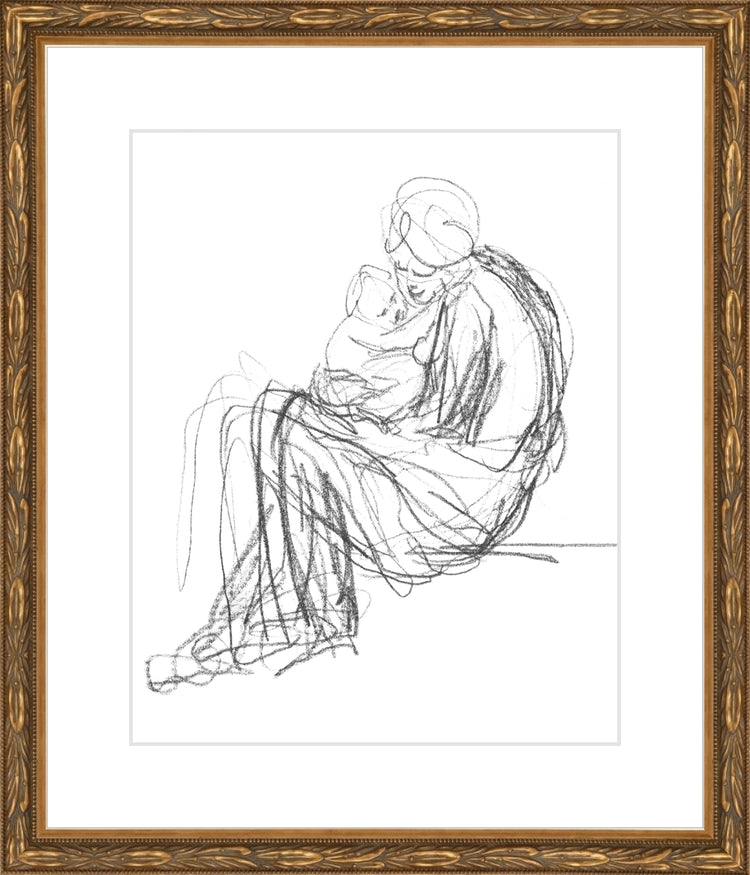 Framed Motherhood. Frame: Embellished Antique Gold. Paper: Rag Paper. Art Size: 10x8. Final Size: 14'' X 12''