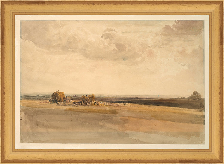 Framed Wheat Field. Frame: Traditional Gold. Paper: Rag Paper. Art Size: 7x10. Final Size: 8'' X 11''