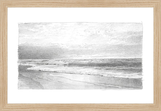 Framed Seascape 2. Frame: Natural Oak. Paper: Rag Paper. Art Size: 10x15. Final Size: 11'' X 16''