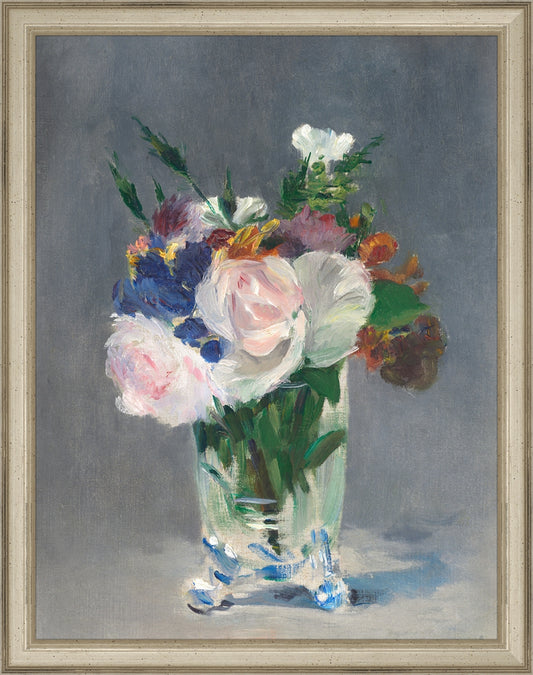 Framed Still Life. Frame: Traditional Silver. Paper: Rag Paper. Art Size: 13x10. Final Size: 14'' X 11''