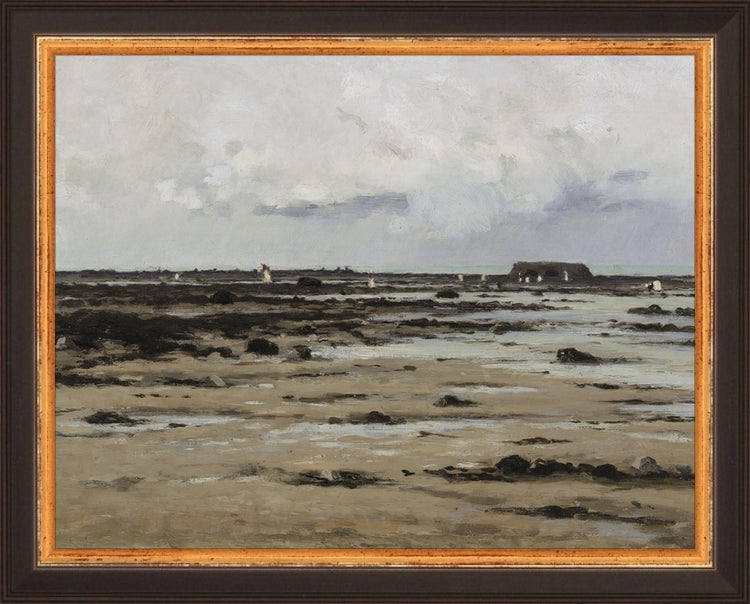 Framed LOW TIDE. Frame: Traditional Black and Gold. Paper: Rag Paper. Art Size: 7x9. Final Size: 8'' X 10''