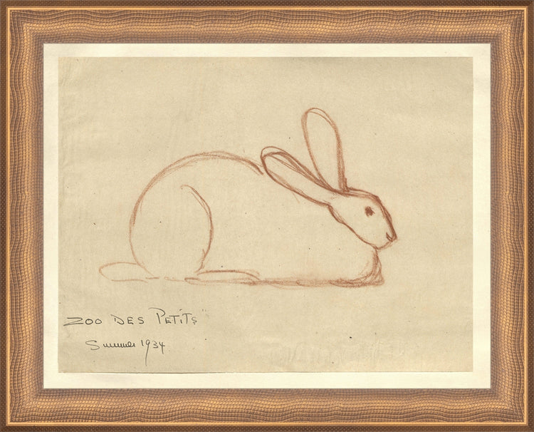 Framed Bunny. Frame: Timeless Bronze. Paper: Rag Paper. Art Size: 7x9. Final Size: 8'' X 10''