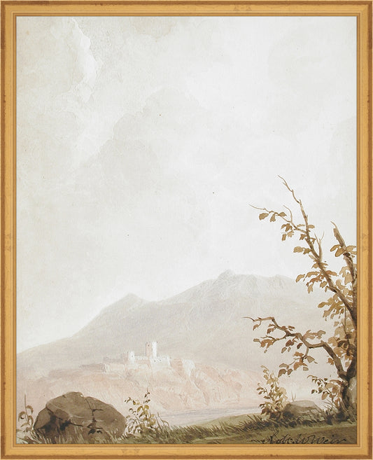 Framed Italian Fields. Frame: Traditional Gold. Paper: Rag Paper. Art Size: 20x16. Final Size: 21'' X 17''