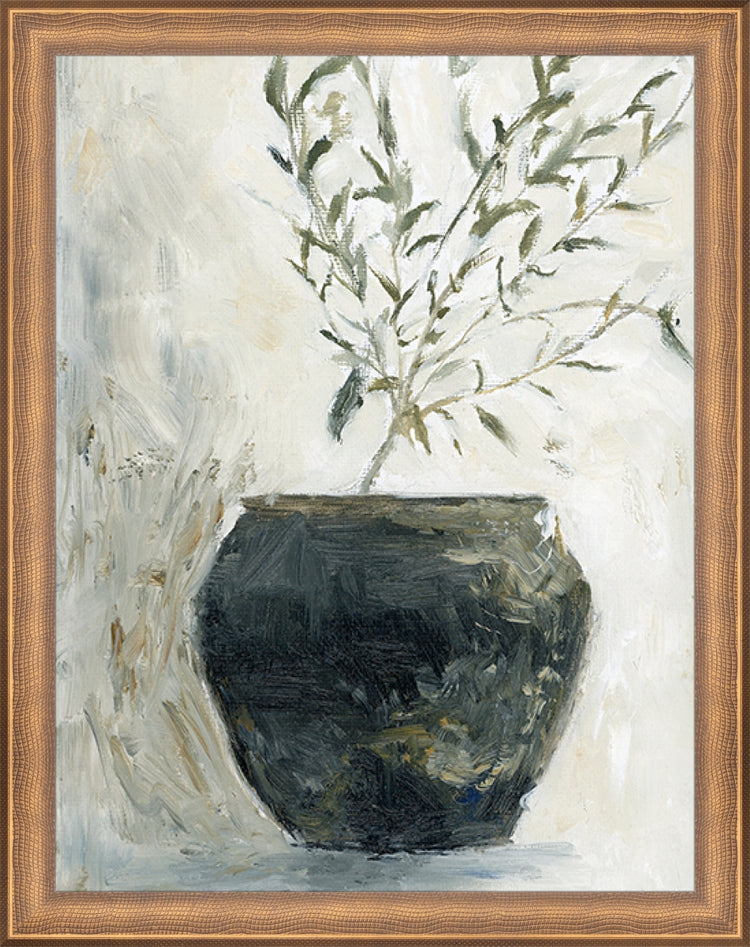Framed Still Life Olive Tree. Frame: Timeless Bronze. Paper: Rag Paper. Art Size: 13x10. Final Size: 14'' X 11''