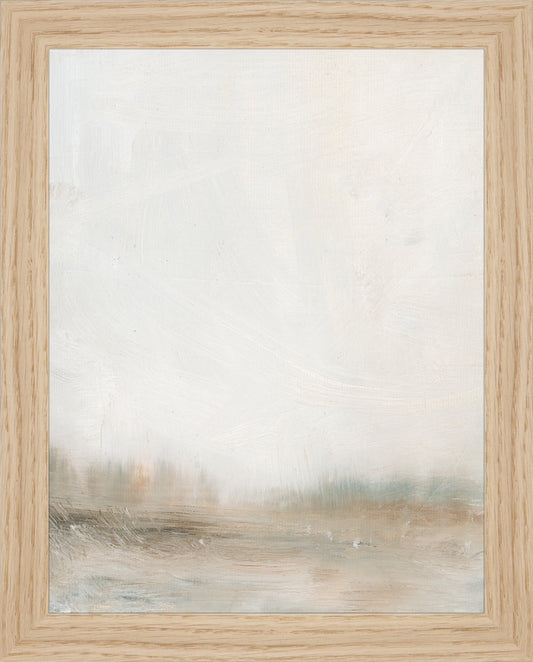 Framed Hazy Landscape. Frame: Natural Oak. Paper: Rag Paper. Art Size: 9x7. Final Size: 10'' X 8''
