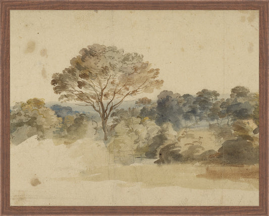 Framed Baroque Landscape. Frame: Dark Walnut. Paper: Rag Paper. Art Size: 15x19. Final Size: 16'' X 20''