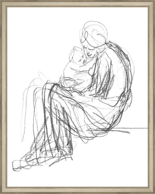 Framed Motherhood. Frame: Traditional Silver. Paper: Rag Paper. Art Size: 19x15. Final Size: 20'' X 16''