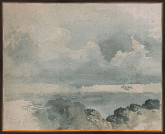 Framed Watercolor Cloud Study. Frame: Traditional Black and Gold. Paper: Rag Paper. Art Size: 24x30. Final Size: 25'' X 31''