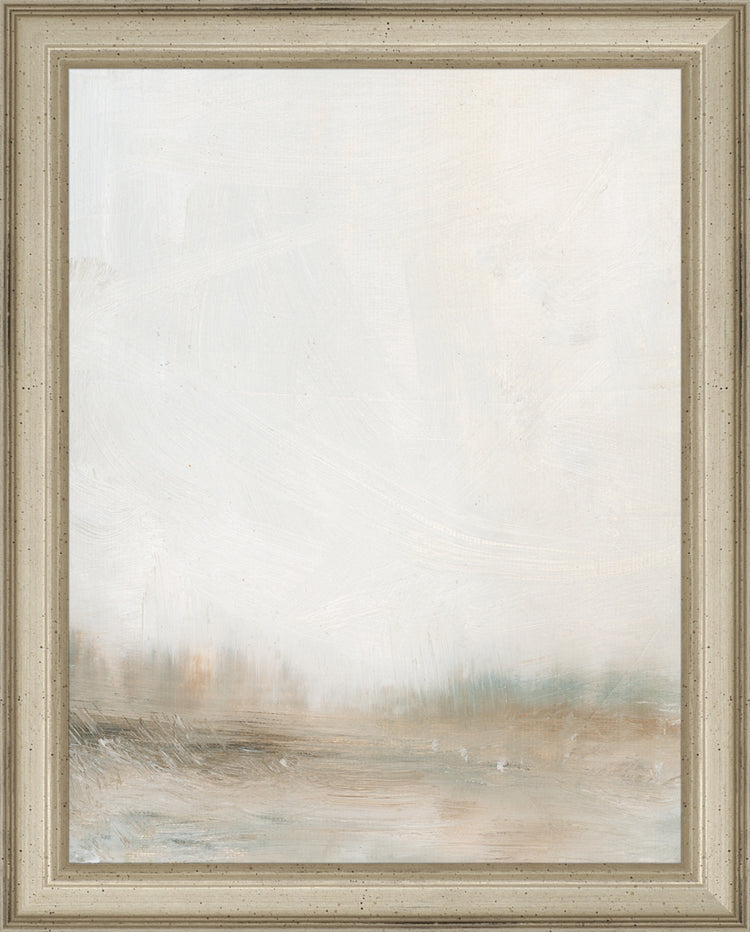 Framed Hazy Landscape. Frame: Traditional Silver. Paper: Rag Paper. Art Size: 9x7. Final Size: 10'' X 8''