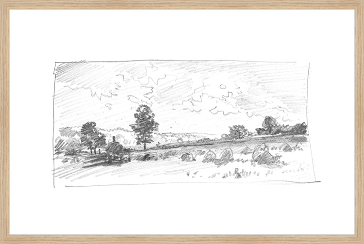 Framed Charcoal Trees 2. Frame: Natural Oak. Paper: Rag Paper. Art Size: 19x29. Final Size: 20'' X 30''