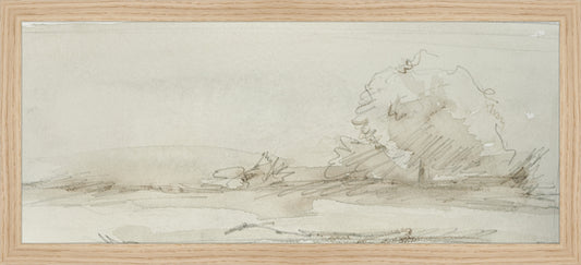 Framed Watercolor Landscape Study III. Frame: Natural Oak. Paper: Rag Paper. Art Size: 8x19. Final Size: 9'' X 20''