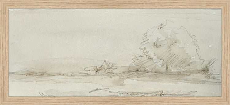 Framed Watercolor Landscape Study III. Frame: Natural Oak. Paper: Rag Paper. Art Size: 8x19. Final Size: 9'' X 20''