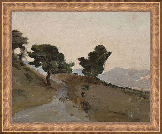 Framed Greek Landscape. Frame: Timeless Bronze. Paper: Rag Paper. Art Size: 8x10. Final Size: 9'' X 11''