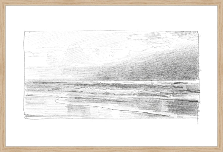 Framed Seascape 1. Frame: Natural Oak. Paper: Rag Paper. Art Size: 20x30. Final Size: 21'' X 31''