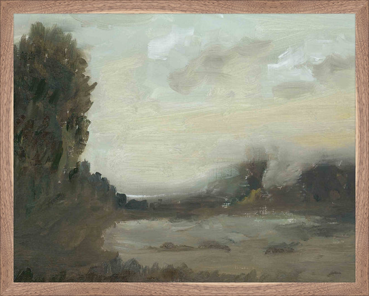 Framed Midnight Landscape. Frame: Natural Walnut. Paper: Rag Paper. Art Size: 15x19. Final Size: 16'' X 20''