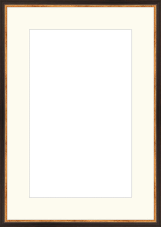 Traditional Black and Gold Frame. Opening Size: 18x11. Final Size: 24'' X 17''