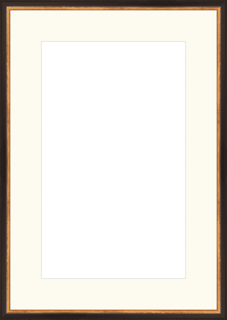 Traditional Black and Gold Frame. Opening Size: 18x11. Final Size: 24'' X 17''