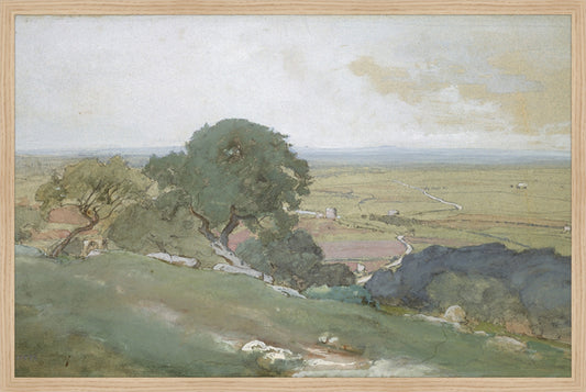 Framed Olivos. Frame: Natural Oak. Paper: Rag Paper. Art Size: 19x29. Final Size: 20'' X 30''