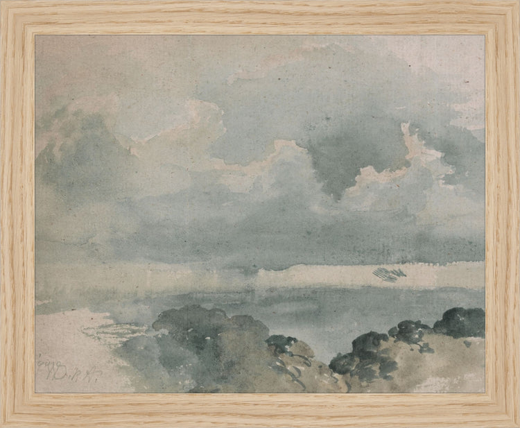 Framed Watercolor Cloud Study. Frame: Natural Oak. Paper: Rag Paper. Art Size: 8x10. Final Size: 9'' X 11''