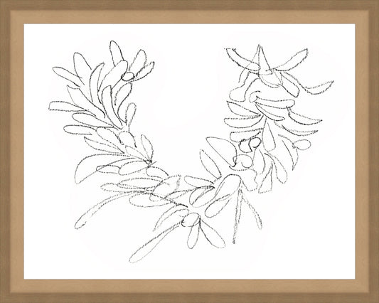 Framed Wreath Sketch. Frame: Bevel Sand. Paper: Rag Paper. Art Size: 7x9. Final Size: 8'' X 10''