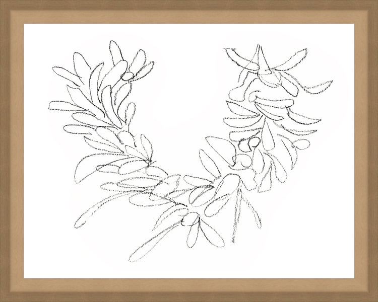 Framed Wreath Sketch. Frame: Bevel Sand. Paper: Rag Paper. Art Size: 7x9. Final Size: 8'' X 10''