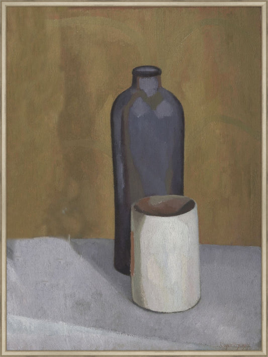 Framed Still Life Vases. Frame: Traditional Silver. Paper: Rag Paper. Art Size: 39x29. Final Size: 40'' X 30''