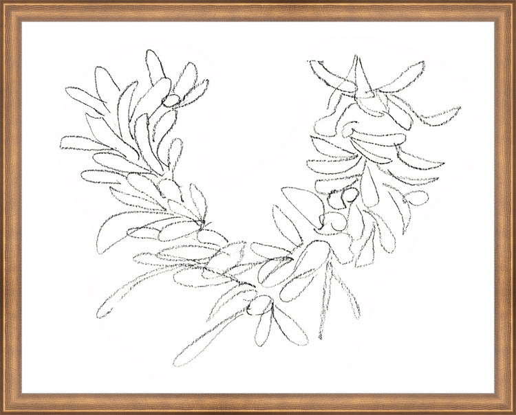 Framed Wreath Sketch. Frame: Timeless Bronze. Paper: Rag Paper. Art Size: 15x19. Final Size: 16'' X 20''