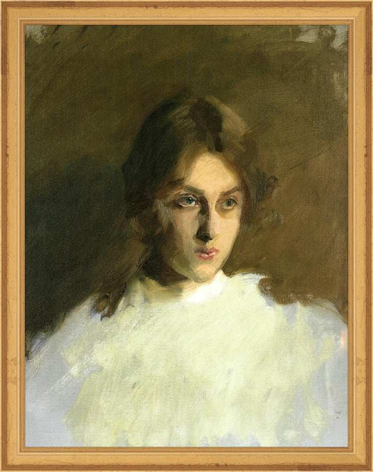 Framed Portrait VI. Frame: Traditional Gold. Paper: Rag Paper. Art Size: 13x10. Final Size: 14'' X 11''