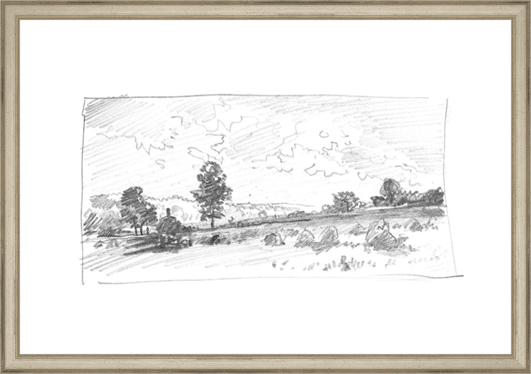 Framed Charcoal Trees 2. Frame: Traditional Silver. Paper: Rag Paper. Art Size: 13x19. Final Size: 14'' X 20''