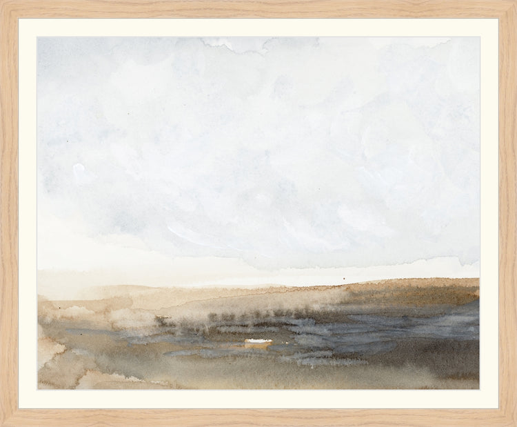 Framed Rust Landscape. Frame: Natural Wood. Paper: Rag Paper. Art Size: 16x20. Final Size: 19'' X 23''