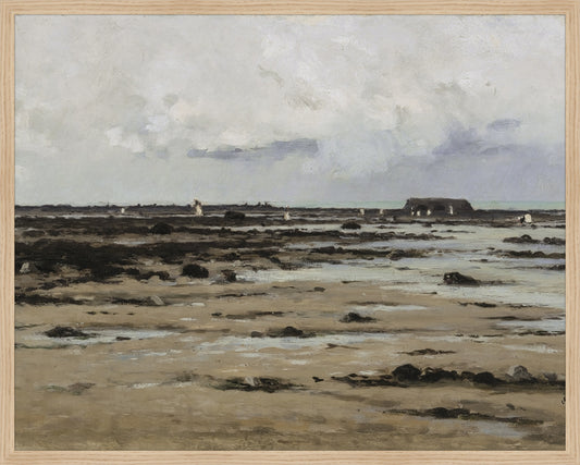 Framed LOW TIDE. Frame: Natural Oak. Paper: Rag Paper. Art Size: 23x29. Final Size: 24'' X 30''