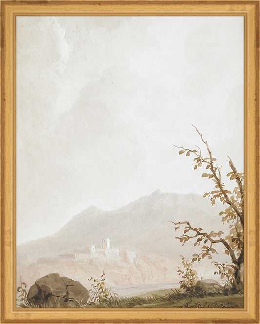 Framed Italian Fields. Frame: Traditional Gold. Paper: Rag Paper. Art Size: 14x11. Final Size: 15'' X 12''