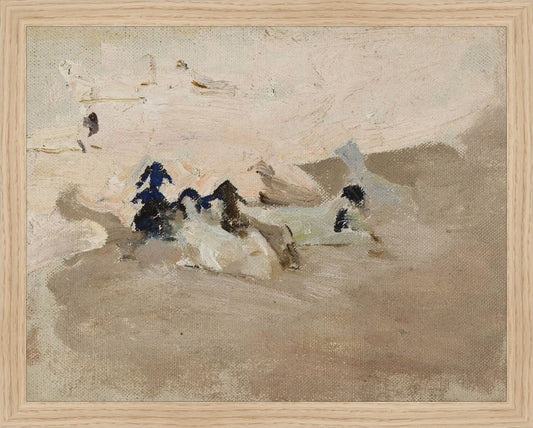 Framed Goats. Frame: Natural Oak. Paper: Rag Paper. Art Size: 11x14. Final Size: 12'' X 15''