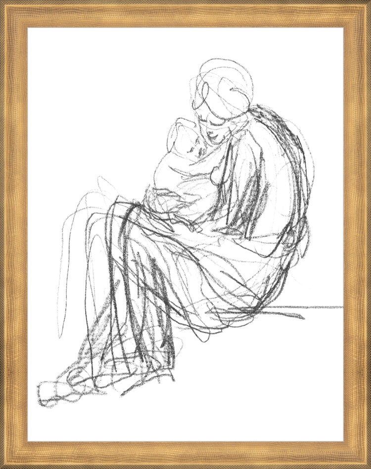 Framed Motherhood. Frame: Timeless Gold. Paper: Rag Paper. Art Size: 13x10. Final Size: 14'' X 11''
