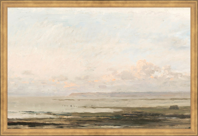 Framed Beach Landscape. Frame: Timeless Gold. Art Size: 14x21. Final Size: 15'' X 22''
