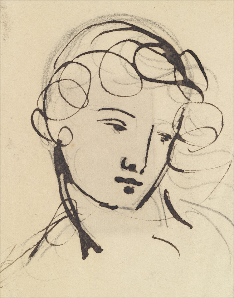 Framed Sketch of a Lady. Frame: No Frame. Paper: Rag Paper. Art Size: 14x11. Final Size: 14'' X 11''