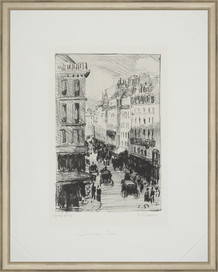 Framed Paris Streets. Frame: Traditional Silver. Paper: Rag Paper. Art Size: 19x15. Final Size: 20'' X 16''