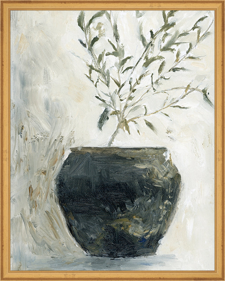 Framed Still Life Olive Tree. Frame: Traditional Gold. Paper: Rag Paper. Art Size: 19x15. Final Size: 20'' X 16''